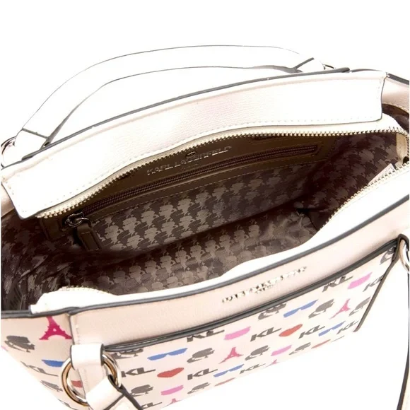 Karl Lagerfeld Paris Iris Tote Handbag, crossbody strap White multi - Picture 12 of 14
